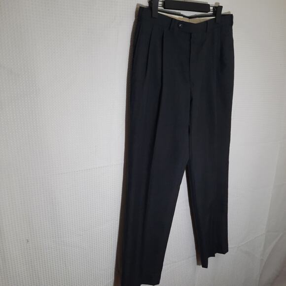 Berle Tailored Dress Pants Gray Wool Blend Men’s 34x34 Flat Front Classic USA - Picture 2 of 6